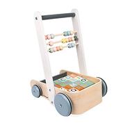 Janod - Carrello Abc Sweet Cocoon - Carrello Primi Passi Didattico in Legno a Spinta - con 20 Cubi Lettere Alfabeto, Numeri e Forme + 3 Stecche Pallottoliere - Vernice Ad Acqua - Da 1 Anno, J04408