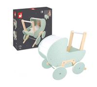 Janod - Carrozzina Zen in Legno FSC - Giocattolo di Imitazione - Carrozzina per Bambole - Con Cuscino e Copertina - Dai 18 Mesi, J05900