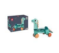 Janod- Dino Cavalcabile Dinosauro Portosauro-Altezza Sedile 21 cm-Coda Peluche Removibile-Giocattolo Multisensoriale Legno FSC-dai 12 Mesi, J05828, Multicolore