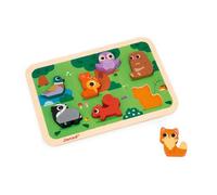 Janod - Chunky Puzzle La Foresta - Legno FSC - 7 Pezzi - Sviluppa Abilità Fino-Motorie, Concentrazione e Immaginazione - Dai 18 Mesi, J07123