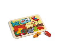 Janod - Chunky Puzzle - Puzzle Spesso Degli 7 Pezzi “Animali domestici”, in Legno - Motricità Fine e Concentrazione - Da 18 Mesi in Su, J07024