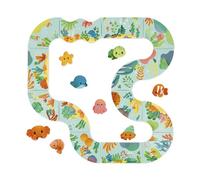 Janod - Circuito da Bagno per la Prima Infanzia dai 18 Mesi - Percorso da Bagno Composto da 14 Pezzi + 8 Animali - Rete per riporre e asciugare Inclusa - dai 18 Mesi