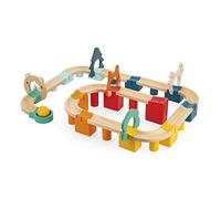 Janod - Circuito in Legno - 44 Pezzi in Legno Massiccio - Gioco Multisensoriale di Costruzione - Abilità Fino-Motorie - Certificato FSC - Vernice ad Acqua - Dai 2 Anni, J08044