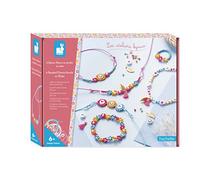 Janod - Cofanetto 6 Gioielli Floreali Fai-da-Te con Perline - Les Ateliers Bijoux - Kit attività Creative Bambini - Abilità Fino-Motorie e creatività - dai 6 Anni - J07998