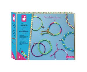 Janod - Cofanetto 7 Braccialetti Fluo Brasiliani da Creare - Les Ateliers Bijoux - attività Creative per Bambini - Motricità Fine e creatività - da 8 Anni in su, J07929