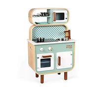 Janod - Cucina Bifacciale Cooker Reverso - Mini Cucina in Legno per Bambini a 2 Lati - Cucina Giocattolo Luminosa e Sonora - con 7 Accessori - Da 3 a 8 Anni, J06594