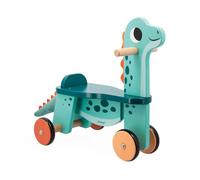 Janod- Dino Cavalcabile Dinosauro Portosauro-Altezza Sedile 21 cm-Coda Peluche Removibile-Giocattolo Multisensoriale Legno FSC-dai 12 Mesi, J05828, Multicolore