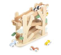 Janod Discesa in Legno a 3 Livelli-Scivolo a Formica con 4 macchinine Incluse-Giocattolo per la Prima Infanzia-Abilità motoria fine-da 1 anno-J04038, J04038