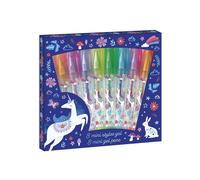 Janod - 8 Mini Penne Gel Glitterate - Effetti Glitter - Tema Unicorno - Penna per Disegno, Colorazione, Idea Regalo Adolescente - Cartoleria - 6 Anni e + - J08935