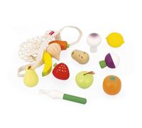 Janod Complemento cucina infantile J06639 – 12 frutti e verdure, sacca in stoffa, 3+
