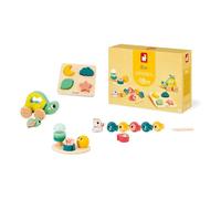 Janod - Box Giochi Neonato - Giocattolo Bambino 18 Mesi - Giocattoli Multisensoriali con Puzzle in Legno - Giocattoli Motricità - Giocattoli attività e Sviluppo Psicomotorio - dai 18 Mesi - J04064