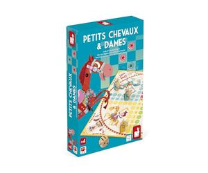 Janod - Gioco degli Omini + Gioco della Dama - 2 giochi in 1 - Giochi classici - Ideale come regalo e per feste di compleanno - Dai 4 anni in su