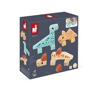 Janod - Gioco di Costruzione Cubikosaurus - 3 Dinosauri da Ricostruire - Giocattolo Multisensoriale da Impilare - in Legno FSC - Dai 24 Mesi, J05833