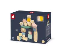 Janod - Pietre da Impilare in Legno Sweet Cocoon - Giocattolo Didattico Prima Infanzia - Giocattolo Impilabile - Motricità Fine e Concentrazione - Dipinto Ad Acqua - Da 2 Anni in Su, J04401