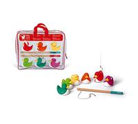 Janod - Gioco di Pesca con la Lenza - Anatre Ducky Multicolori - 6 Anatre + 2 Canne da Pesca da Portare Ovunque - Gioco per il Bagnetto e Gioco all’Aria Aperta - Da 2 Anni in Su, J03246