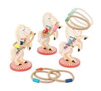 Janod - Gioco Lancio degli Anelli Cavalli Applepop - Gioco di Abilità per Bambini - 3 Cavalli + 6 Anelli - Stimola la Manualità - Giocattolo in Legno FSC - Dai 3 Anni, J03366