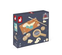 Janod - Gioco Scavo Dinosauro - 87 Accessori - Giocattolo per Bambini - Kit Scavo con Sabbia, Lente e Ossa - Gioco in Legno FSC - dai 4 Anni, J05832