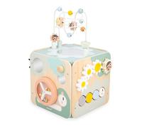 Janod - Grande Cubo Multiattività Sweet Cocoon - 11 attività per Bambini - Multisensoriale - Sviluppa Le Abilità Fino-Motorie - Giocattolo in Legno FSC - dai 18 Mesi, J04060