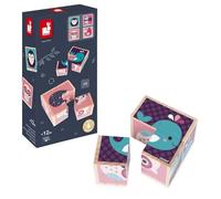 Janod - I Miei Primi Cubi, Animali Bebè - Puzzle in Legno per Bambini - Giocattolo Didattico e Impilabile Prima Infanzia - Sviluppa la Memoria - Da 1 Anno in Su, J08001