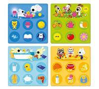 Janod - Tombola della Casa - 4 Cartelle e 24 Gettoni in Cartone - Gioco Educativo - Vocabolario e Concentrazione - Certificato FSC e Inchiostri Vegetali - Fabbricato in Francia - dai 2 Anni - J02620