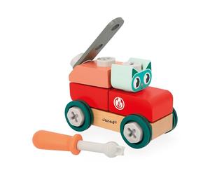 Janod - Il Mio Primo Gioco di Costruzione - Auto Fai-da-te Gatto - 29 Elementi - Imitazione - Sviluppa Destrezza & Creatività - Dai 36 Mesi - J06452