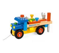 Janod - Camion Da Bricolage Brico'Kids (Legno), Giocattolo Da Trainare 2 in 1 per Apprendimento Precoce, 3 Utensili Inclusi, per Sviluppare la Motricità - Da 2 Anni in su, J05022