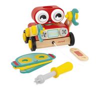 Janod - Il Mio Primo Gioco di Costruzioni - Robot in Legno da Costruire - 42 Pezzi + 4 schede Modello - Stimola l'immaginazione e la motricità - dai 2 Anni