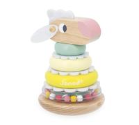 Janod - Impilabile Culbuto Pecora - Giocattolo di stimolazione in Legno 2 in 1-9 Pezzi da impilare - Giocattolo educativo per la motricità fine - Certificato FSC - Vernice all'Acqua - dai 12 Mesi