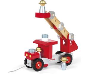 Janod J06498 Camion Dei Pompieri In Plastica E Legno Colore Rosso Da Assemblare