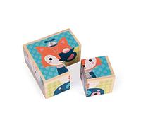 Janod J08000 Cubi per Bambini, Legno, Animali della Foresta