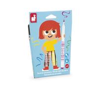 Janod-Janod-10 pennarelli Punta a Pennello-Colori Assortiti-Inchiostro Lavabile-Colorare per Bambini-Hobby creativi e attività manuali-dai 3 anni-J07411, Multicolore, J07411