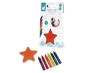 Janod - Kit da colorare per il bagno - Giocattolo creativo per il bagno - 6 matite e 1 spugna - Giocattolo per la prima infanzia - Per disegnare e scrivere - Da 3 anni, J04725