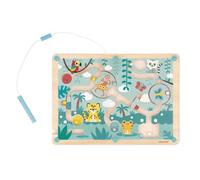 Janod - Labirinto Magnetico con biglie Tropicali in Legno - 12 biglie magnetiche + Stilo Magnetico - Apprendimento della motricità fine e della concentrazione - Formato: 18 x 25 cm - dai 2 Anni
