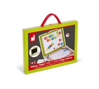 Janod - Lavagna Magica 4 in 1 (Legno), Lavagna Magica Multifunzione Nera, Accessori e 42 Magneti Inclusi, per Imparare A Leggere e A Scrivere - Da 3 Anni in su, J05014
