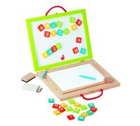 Janod - Lavagna Magica 4 in 1 (Legno), Lavagna Magica Multifunzione Nera, Accessori e 42 Magneti Inclusi, per Imparare A Leggere e A Scrivere - Da 3 Anni in su, J05014