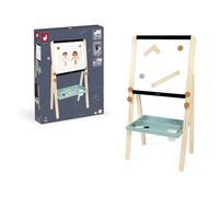 Janod - Lavagna Doppia Faccia in Legno Regolabile in Altezza - Lavagna Magnetica Bianca + Lavagna per gessetti - 18 Accessori Inclusi - dai 3 Anni