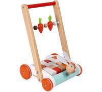 JANOD Legno Coniglio Blocco Cart Push Along Walker 19 Pezzi Nuovo IN Scatola 1+