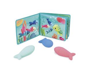 Janod Libro da Bagno interattivo con 3 Spruzzi Inclusi, 1 Libro + 3 Spruzzi, Sviluppa la motricità fine, Facile da Pulire, da 10 Mesi, J04733