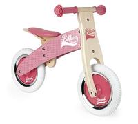 Janod - Little Bikloon Bici senza Pedali in Legno, Stile Retrò, Apprendimento Equilibrio e Autonomia, Sellino Regolabile e Ruote Gonfiabili, A partire da 2 Anni, Colore Rosa, da 32 a 35 cm, J03259