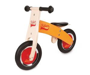 Janod - Little Bikloon la mia Prima Bicicletta (Legno), Senza Pedali, per Acquisire Autonomia e Imparare A Stare in Equilibrio, Colore: Arancione e Rosso - da 2 Anni in su, J03263
