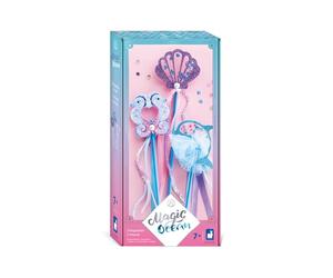 Janod - Magic Ocean - 3 Bacchette Magiche Sirena Fai-da-Te - attività Manuale per Bambini - Kit attività Creative - con Nastri, Perle e Paillettes - Universo della Magia - dai 7 Anni in su - J09135