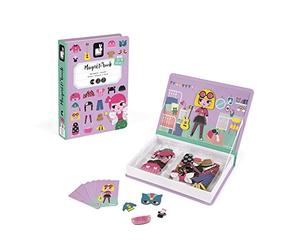 Janod - Magnéti' Book “Ragazzina”, Gioco Educativo Magnetico 50 Pezzi - Apprendimento Motricità Fine e Immaginazione - Da 3 Anni in Su, J02718