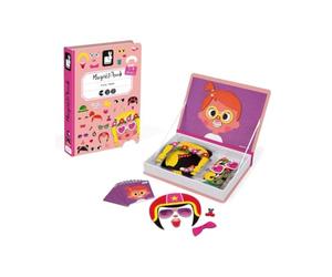 Janod - Magneti'Book Crazy Faces Ragazza - Gioco Educativo Magnetico 55 Pezzi - A Partire dai 3 Anni, J02717