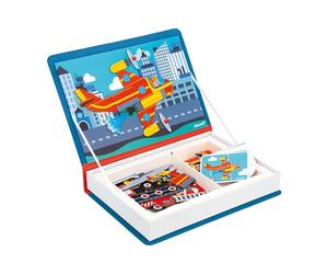 Janod - Magnéti'Book Pompieri - Gioco Educativo Magnetico 60 Calamite + 18 Modelli - Giocattolo per Bambini in Cartone FSC - Sviluppa la Manualità e la creatività - dai 3 Anni
