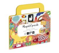 Janod, Magneti'Puzzles Dinosauri, Puzzle Magnetico Bambini da 24 Pezzi | Valigetta Portatile con Tasche Laterali e Sfondo Modello, Cartone FSC, Da 3 Anni, Motricità Fine e Osservazione