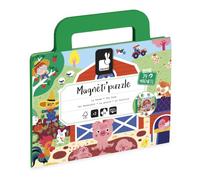Janod, Magneti'Puzzles Fattoria, Puzzle Magnetico Bambini da 24 Pezzi | Valigetta Portatile con Tasche Laterali e Sfondo Modello, Cartone FSC, Da 3 Anni, Motricità Fine e Osservazione