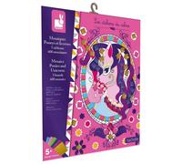 Janod - Set Creativo Mosaici in Gommapiuma Poneys e Unicorni - Les Ateliers du Calme - Abilità Motorie Fini e Apprendimento della Concentrazione - Dai 5 Anni in Su, J07957