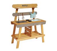 JANOD Muddy Lab-Cucina Legno FSC-10 Accessori-Giocattolo di Imitazione-Gioco da Esterni per Bambini-dai 3 Anni, J06632, Colore Bleu Ciel/Gris, 77 x 35 x 95