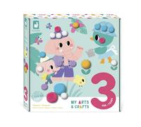 Janod - My Arts & Crafts - 3 Anni - Cofanetto Pompon - 4 Quadretti - Kit Attivit