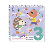 Janod - My Arts & Crafts - Dai 3 Anni - Tessere Geometriche Adesive - 4 Quadretti - Kit Attività Creative Bambini - Abilità Fino-Motorie e Concentrazione - J07740